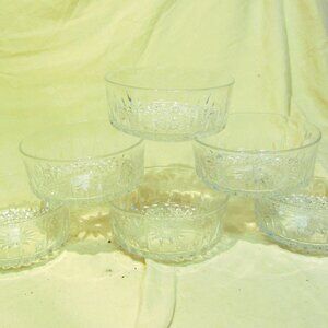 VTG SET OF 6 ARCOROC SALAD/DESERT BOWLS, CUT CRYSTAL FRANCE